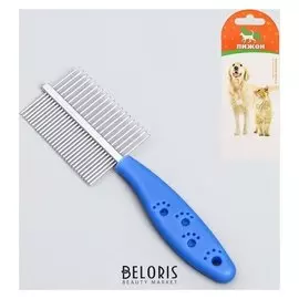 Расческа двухсторонняя с прямыми зубьями, пластиковая ручка