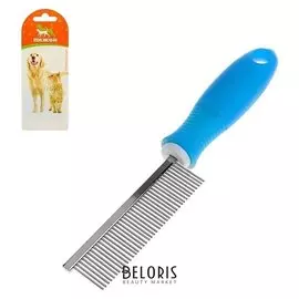 Расческа со средними зубьями, нескользящая резиновая ручка, микс цветов