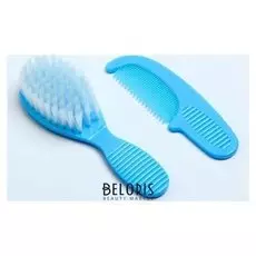 Расчёска детская + массажная щётка для волос, от 0 мес., цвет голубой, рисунок