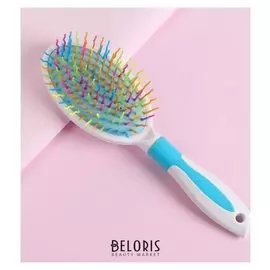 Расчёска массажная, цвет белый/голубой