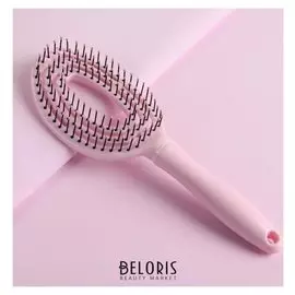 Расчёска массажная, для сушки волос, цвет розовый