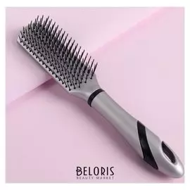 Расчёска массажная, вентилируемая, цвет серебристый/чёрный