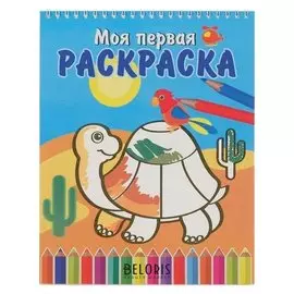 Раскраска на спирали Черепашка и попугай, 16 стр