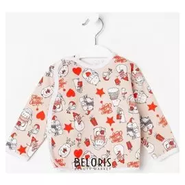 Распашонка, цвет бежевый/зайчики, рост 68 см