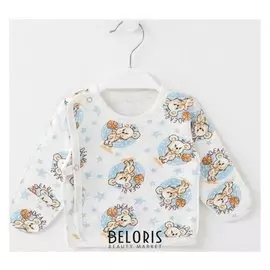 Распашонка детская, цвет белый-голубой/мишки, рост 56 см