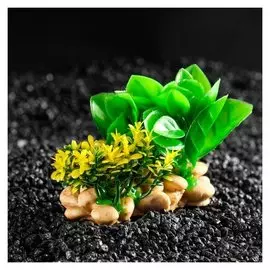 Растение искусственное аквариумное на подставке под камень, 12 х 12 х 6 см