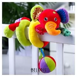 Растяжка - спираль мягкая с погремушкой на кроватку/коляску Завитушки