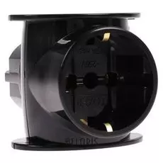 Разветвитель Toker 3t1, 16 А, трехместный, одна розетка с з/к, две без з/к, черный