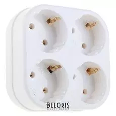 Разветвитель Toker 4t4, 16 А, четырехместный, с з/к, белый