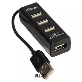 Разветвитель USB (Hub) Ritmix Cr-2402, 4 порта, USB 2.0, черный