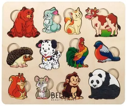 Развивающая доска "Кто что ест" (дерево)