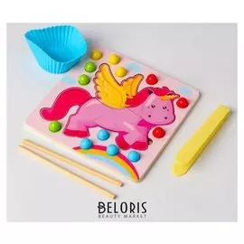 Развивающая игра 2 в 1 пазл + мозаика Единорог 20х17х3 см