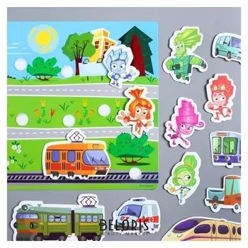 Развивающая игра на липучках конструктор Веселые липучки Изучаем транспорт