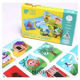Развивающая игра-пазлы «Найди пару. Кто где живет?», 40 карточек