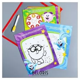 Развивающая игра Пиши-стирай в папке с карточками и маркером