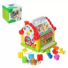 Развивающая игрушка Домик с ручкой, свет, звук, счеты, пианино, сортер
