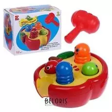 Развивающая игрушка Стучалка Червячки, с молотком