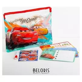 Развивающий набор в PVC папке с наклейками Тачки