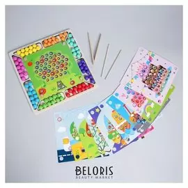 Развивающйи набор Сложи рисунок из шариков 10 листов, 8 цветов,4×31,5×31 см