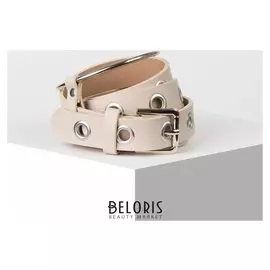 Ремень женский, ширина 2,5 см, люверсы, пряжка металл, цвет бежевый