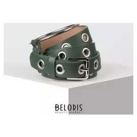 Ремень женский, ширина 2,5 см, люверсы, пряжка металл, цвет зелёный
