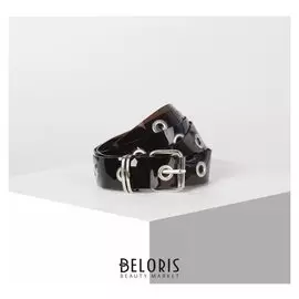 Ремень женский, ширина 2,5 см, люверсы, пряжка металл, цвет чёрный