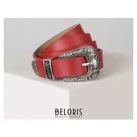 Ремень женский, ширина - 2,5 см, пряжка металл, цвет красный