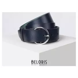 Ремень женский ширина - 3,5 см, пряжка темный металл, цвет синий