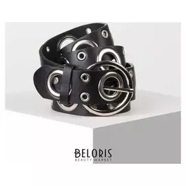 Ремень женский, ширина 3,8 см, люверсы, пряжка металл, цвет чёрный