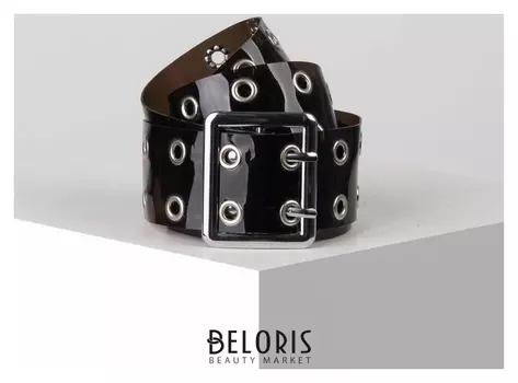 Ремень женский, ширина 5 см, силикон, пряжка металл, цвет чёрный