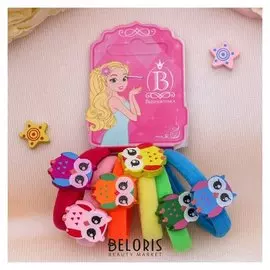 Резинка для волос "Деревяшечка" (Набор 6 шт) совушка