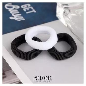 Резинка для волос "Секреты красоты" (Набор 3 шт.) 5,5 см, чёрный, белый