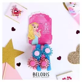 Резинка для волос "Волшебные цветы" (Набор 4 шт) подсолнух синий,розовый