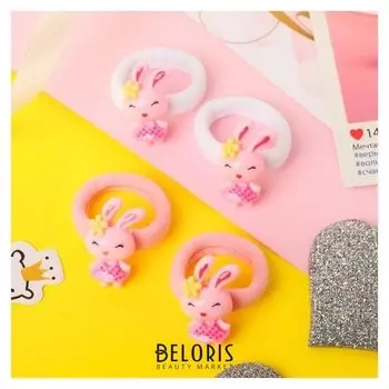 Резинка для волос "Зверушки" (Набор 4 шт) зайчики в платьях