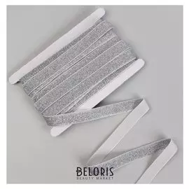 Резинка с глиттером, 20 мм, 10±1м, цвет белый/серебряный