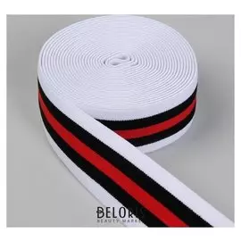 Резинка тканая «Полоска», мягкая, 40 мм, 4,5 ± 1 м, цвет чёрный/белый/красный