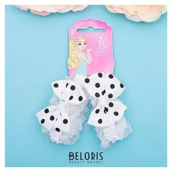 Резинки для волос "Рюши" (Набор 2 шт.), чёрные горох