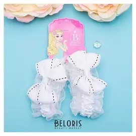 Резинки для волос "Рюши" (Набор 2 шт.), белые, со штрихами