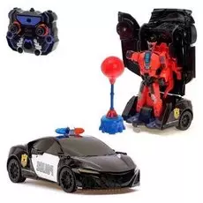 Робот-трансформер радиоуправляемый Автобот-боксёр полицейский, с аккумулятором, заряд от USB