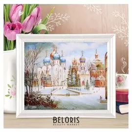 Роспись по холсту "Церковь" по номерам с красками по3 мл+ кисти+инстр-я+крепеж 30*40