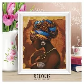 Роспись по холсту «Девушка с бусами» по номерам с красками по 3 мл+ кисти+крепеж, 30×40 см