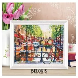 Роспись по холсту «Городской канал» по номерам с красками по 3 мл+ кисти+крепеж, 30×40 см