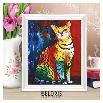 Роспись по холсту «Кошечка» по номерам с красками по 3 мл+ кисти+крепеж, 30×40 см