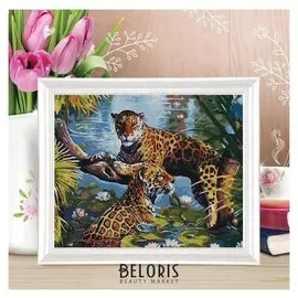 Роспись по холсту «Леопарды» по номерам с красками по 3 мл+ кисти+крепеж, 30×40 см