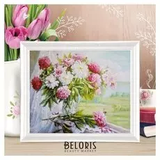Роспись по холсту "Летний букет" по номерам с красками по3 мл+ кисти+инстр-я+крепеж 30*40