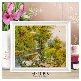 Роспись по холсту "Лето у реки" по номерам с красками по3 мл+ кисти+инстр-я+крепеж 30*40