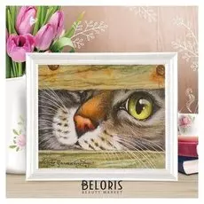 Роспись по холсту "Любопытство" по номерам с красками по 3 мл+ кисти+инстр+крепеж 30*40