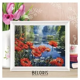 Роспись по холсту «Маки цветут» по номерам с красками по 3 мл+ кисти+крепеж, 30×40 см