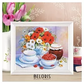 Роспись по холсту "Малинка" по номерам с красками по 3 мл+ кисти+крепеж 30*40