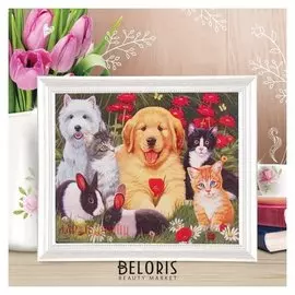 Роспись по холсту "Милашки" по номерам с красками по 3 мл+ кисти+инстр+крепеж 30*40